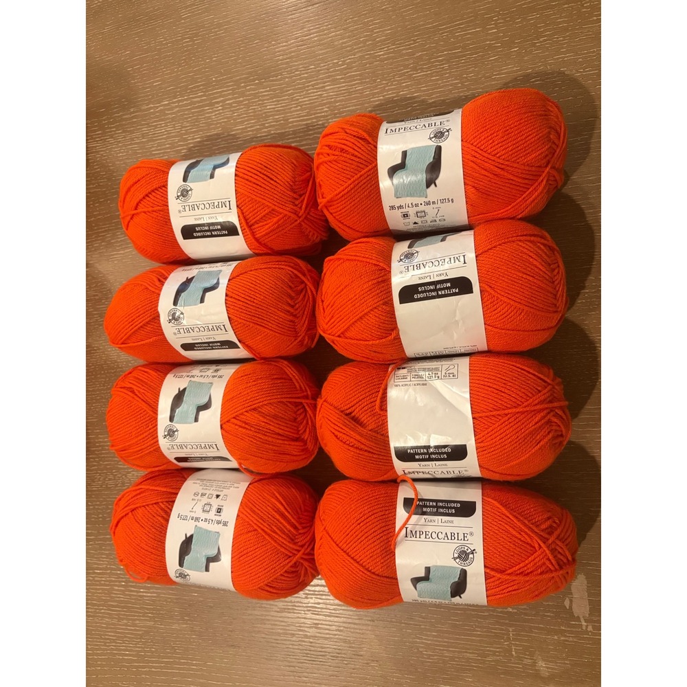 Lot of 8 Loops & Threads Impeccable Yarn Orange Crush 4.5 oz 285 Yds Acrylic